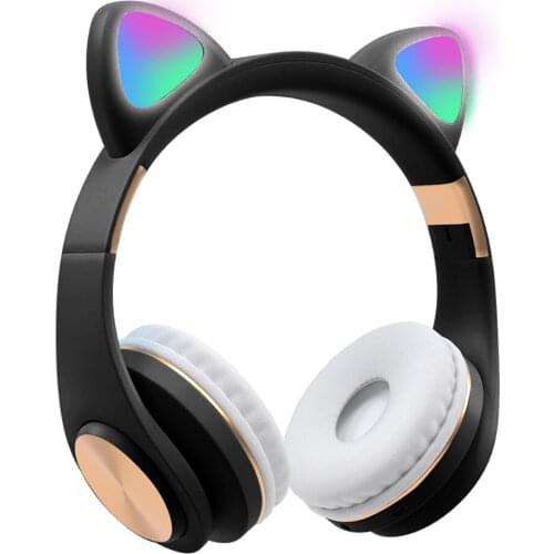 LED Cat Ear Headphones Bluetooth 5.0 Noise Cancelling Adults Kids Flashing Glowing Light Headset Gaming Earphones Creative Gift