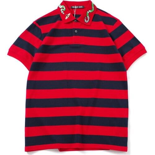 VIANKANI New Novelty luxury Men High Embroidery Bee Snake Fashion Polo Shirts Shirt Hip Hop Skateboard Cotton Polos Top Tee 2XL