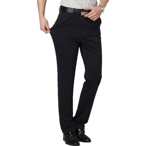 Wholesale 2020 Mens trousers thin elastic casual pants high waist straight tooling mens pants loose business long pants