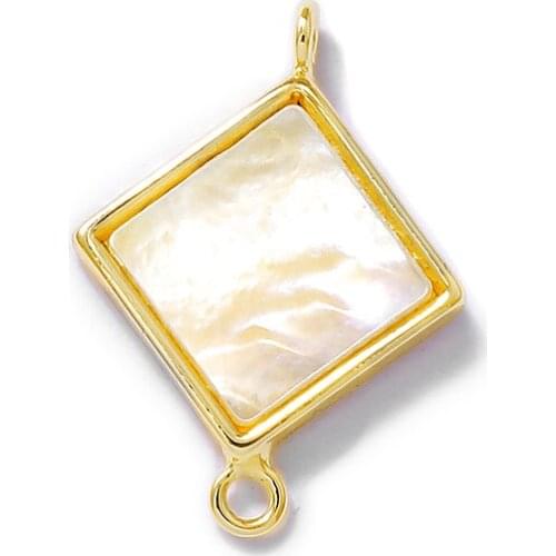 Factory wholesale Gold Color Brass with Seashells Rhombus Charms Pendants Necklace and Bracelet Earring Diy Jewelry Accessories