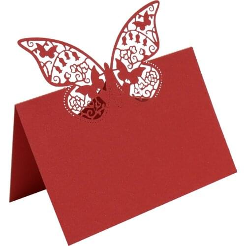 10pcs Laser Cut Butterfly Wedding Invitations Cards Red Invite Card for Engagement-Graduation-Bridal-Shower