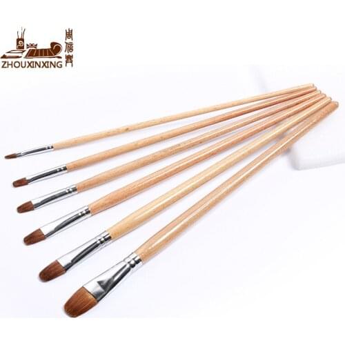 Zhouxinxing weasel hair 6pcs beech wood brush art set of oil painting pen watercolor water chalk acrylic brush painting supplies