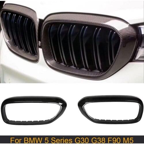 Carbon Fiber Front Bumper Grill Trim For BMW 5 Series G30 G38 F90 M5 2018 2019 Car Front Grille Mesh Frame Cover Trim