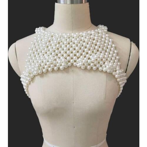 Bridal Luxury Pearls Wedding Cape Lady Sleeveless O-neck Prom Shawl Women Elegant Noble Bolero Party Romantic Beaded Shrug Ivory