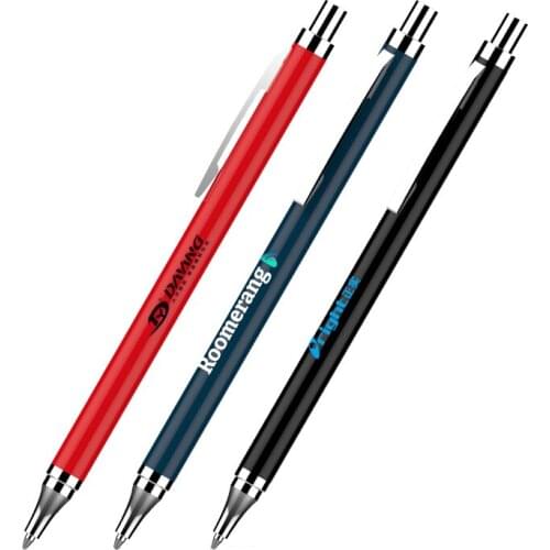 50pcs/lot promotional ietm stainless steel ballpoint pen customer laser logo metal click ball pen with logo