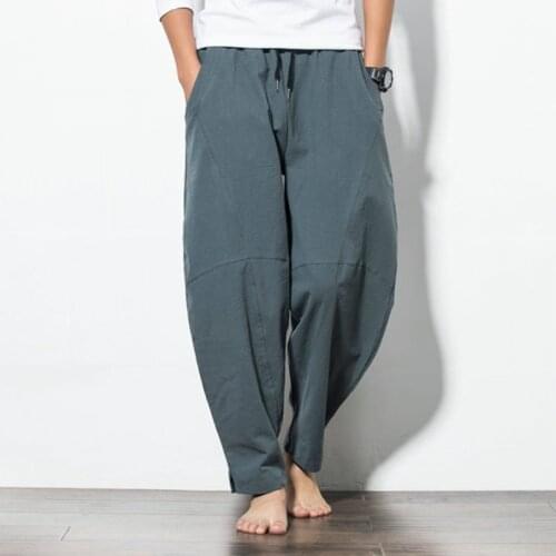 Chinese Style Harem Pants Men Joggers Sweatpants Japanese Streetwear Men Pants Trousers Cotton Mens Pants 2021 Kimono 30697