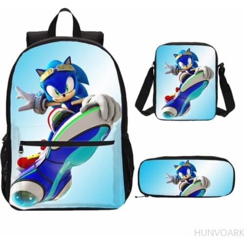 Boys School Bags 3D SONIC RACING Shadow Print Large Backpack For Teenagers School Bag Children Student Pencil Bag Set Mochila