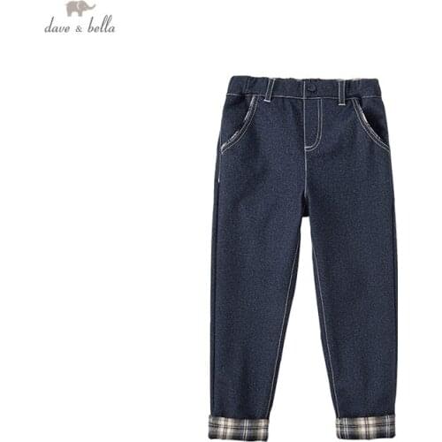 DKH18848 dave bella autumn 5Y-13Y kids boys fashion soild pockets pants children boutique casual full-length pants