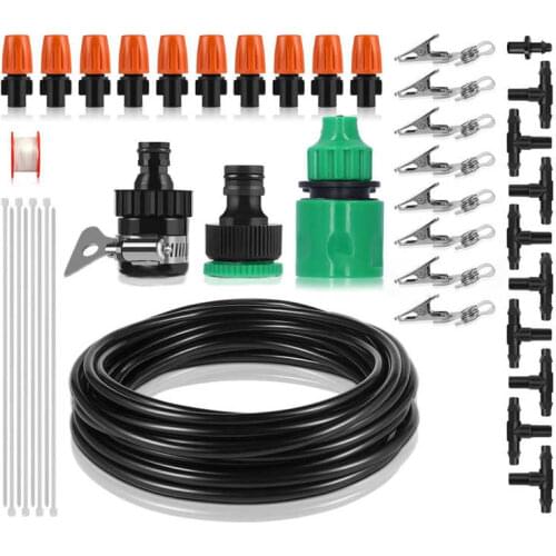 8m PVC+PP Garden Irrigation System Single Outlet Atomizing Kit For Greenhouse Flower Bed