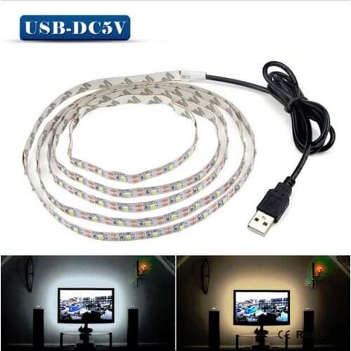 LED Night Light String DC5V With USB Port Cable 50CM 1M 2M 3M 4M 5M USB LED strip light lamp SMD 3528 for TV/ PC/Laptop