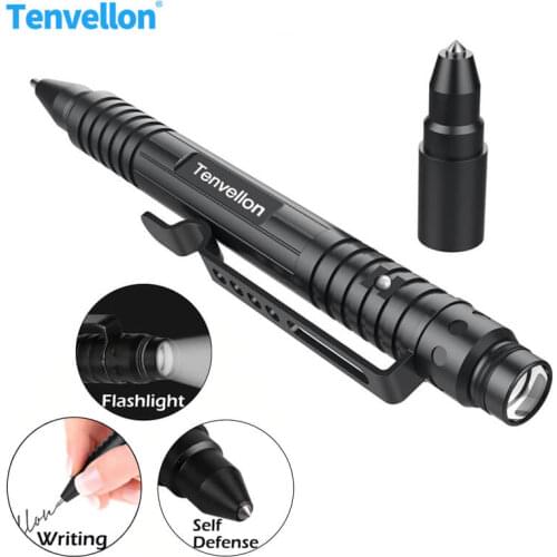 Military Tactical Pen Self defense Multi functions LED Flashlight Self Defense Supplies Protection Defense Personal Pen