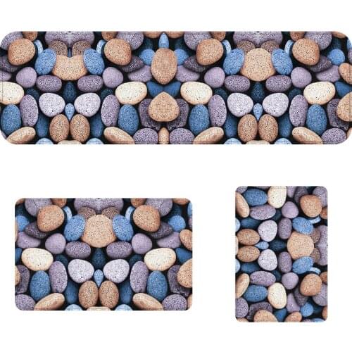 Zeegle 3D Cobblestone Printed Hallway Mats Flannel Area Rug For Living Room Absorbent Floor Mats For Kitchen Bedroom Bedside Mat