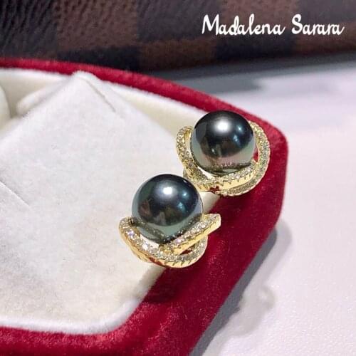 MADALENA SARARA Saltwater Pearl Of Tahiti Women Earrings Multi-Rows Rose Style S925 Stud Earrings