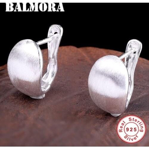 BALMORA 925 Sterling Silver Water Drop Drawing Process Clip Earrings for Women Girl Classic Fashion Earrings Jewelry SY30109