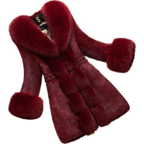 Middle-aged women Winter fashion Hooded Fake Fur Coats Plus Size 3XL Vintage Faux Fox Fur Coat