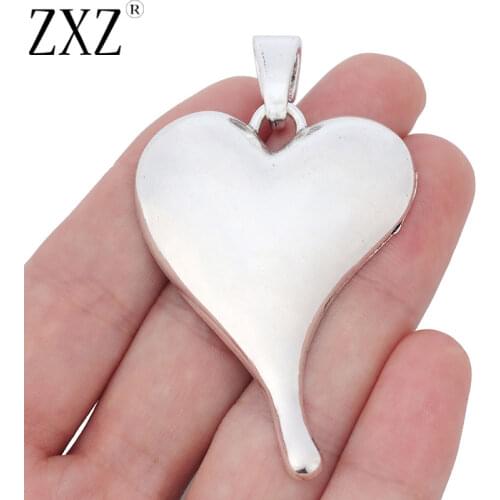 ZXZ 2pcs Large Heart Charms Pendants for Necklace Jewelry Making Findings 70x42mm