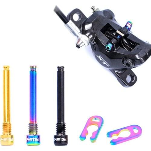 1 Pair Bicycle Threaded Hydraulic Disc Brake Pad Lining MTB Road Bike M4x26mm Titanium Retainer Pin With Circlip Bolt