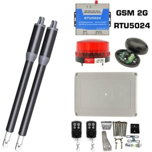 200KG Load-bearing Remote Control Electric Swing Gate Opener Motor Swing Door Driver with GSM 2G RTU5024 Warning Light Sensor