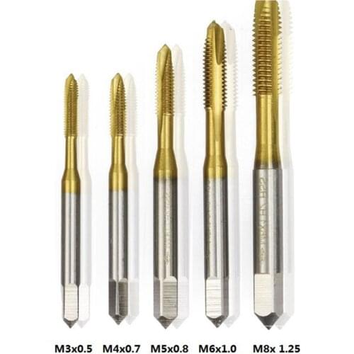 5pcs Nano Blue Coating Hand Tap Drill Multi-function Durable Screw-tip Opener M3 M4 M5 M6 M8 Spiral Thread Plug Tap Dies