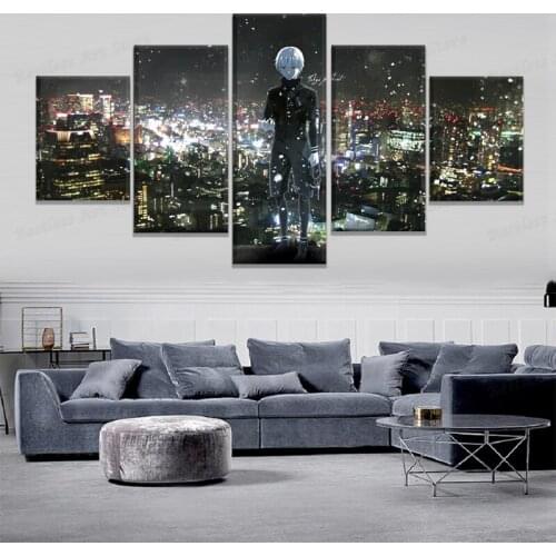 5pcs Japan Anime Ken Kaneki Tokyo Ghoul Picture Wall Art Home Decor Modular Poster Canvas Print Painting Living Room Decoration