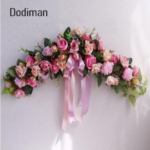 60cm Artificial Garland door lintel European Rose wall hanging decorative wedding arrangement For Home Decor Mirror flower 1pc