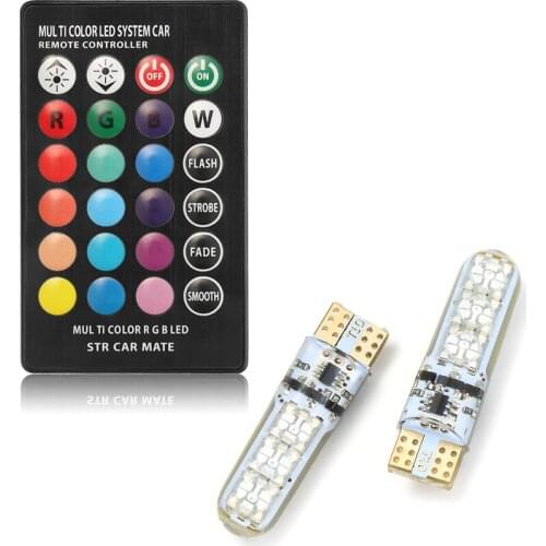 12V Car Colorful Interior Reading Light T10 5050 6SMD LED RGB Door Light Bulb Atmosphere Lamp 2x for Camper Van Trailer Truck