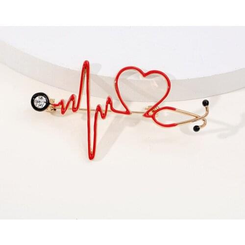 10pcs/Lot Nurse Doctor Jewelry Pins Brooches Stethoscope Love HeartBeart Design Creative Hospital Workers Officers Gifts Brooch