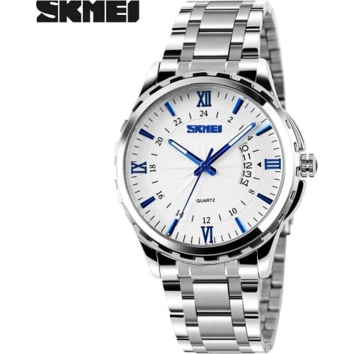 SKMEI Luxury Brand Full Stainless Steel Analog Display Date Mens Quartz Watch Casual Business Watches Men Wristwatches