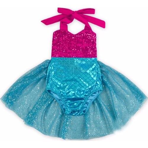 Toddler Girls Sequins Tutu Summer Mermaid Princess Romper One-Pieces Multi Color Rompers Baby Clothing