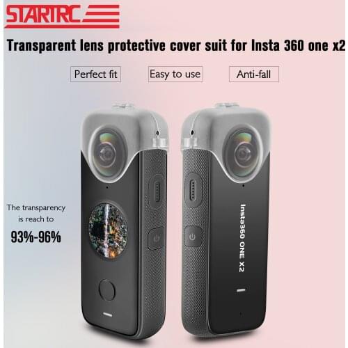 STARTRC for insta360 one x2 silicone case 360 Video Camera clear lens protective cover shell dustproof cap hard case accessories