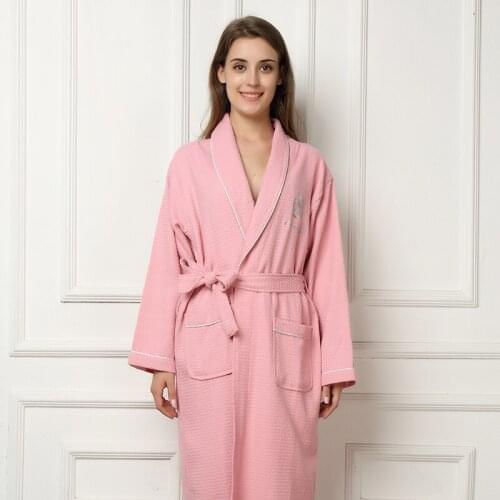 Women Bathrobe 100% Cotton Summer Cool Bathrobe Plus Size XL Lovers Pink Bath Robe Bride Soft Night Dressing Gown Sleepwear