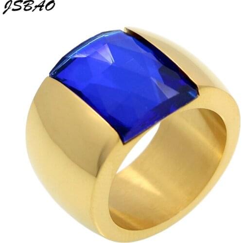 JSBAO Top Quality Luxury Blue Gem Stone Ring Wedding Anel Finger Big Crystal Ring Brand Jewelry For Women Fine Jewelry