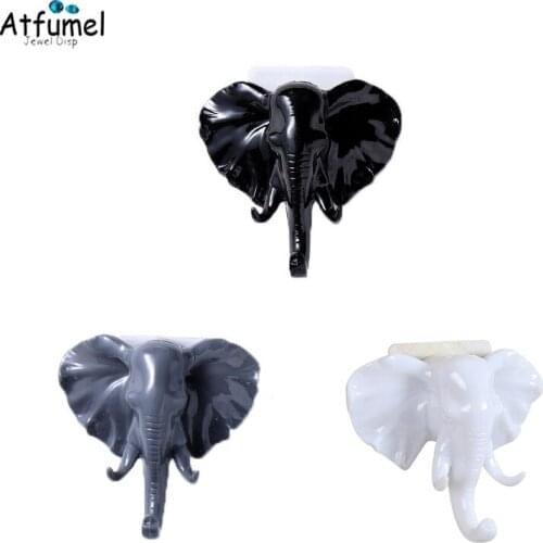 Creative Animal Elephant Head Hooks Multi-purpose Nail-free Non-marking Hooks Wall Decoration Hooks Elephant Jewelry Hanger Hook