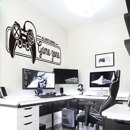 Cartoon Game Zone All Best Games Wall Sticker Playroom Bedroom Video Game Player Gamepad Wall Decal Kids Room Vinyl Decor