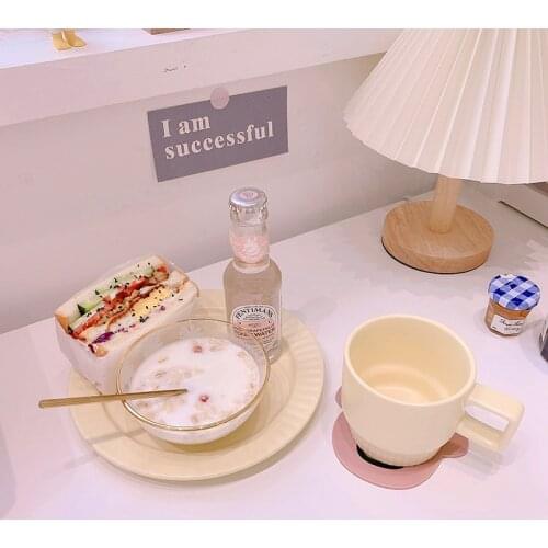 Creative Coffee Cup and Saucer Set Ceramic Breakfast Milk Cup Afternoon Tea Cup European Simple Style Water Cafe Cup with Handle