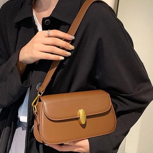 Solid Color Shoulder Crossbody Bags For Women 2021 PU Leather Womens Designer Small Flap Handbag Female Travel Messenger Bag