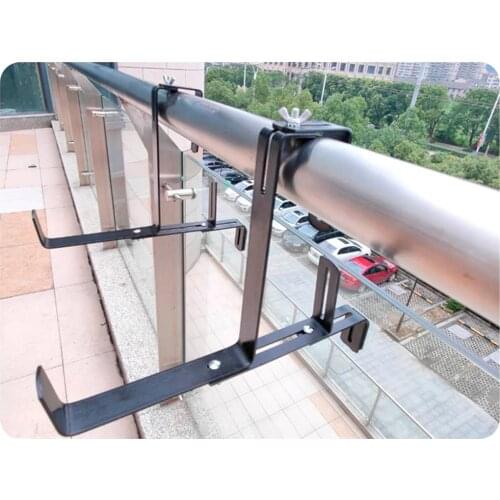 Pair Hook Trough Plant Pot Hanging Hooks Rail Balcony Planter Holder Brackets Iron Hooks Height Adjustable Hook For Garden Pots