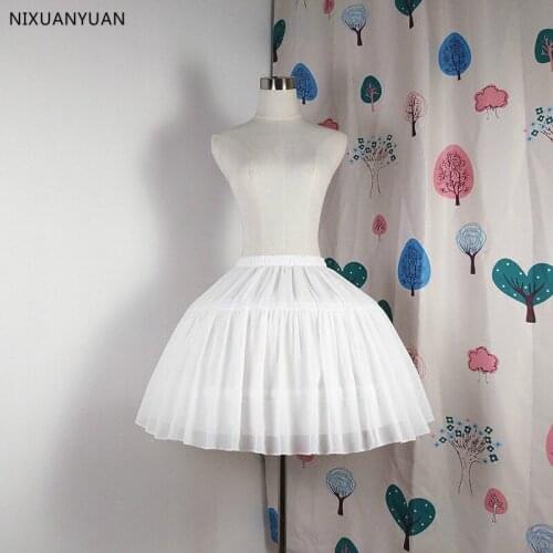 Women Multi Layer Cosplay Lolita Underskirt Elastic Waistband Single Steel Loop Bridal Wedding Dress Petticoat White Crinoline