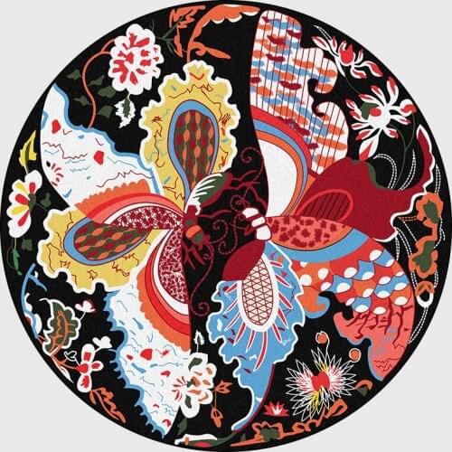 Dropshipping Ethnic Floral Print Round Carpets for Living Room Bed Room Vintage Basket Cushion Area Rugs Home Decor 140x140 Hot