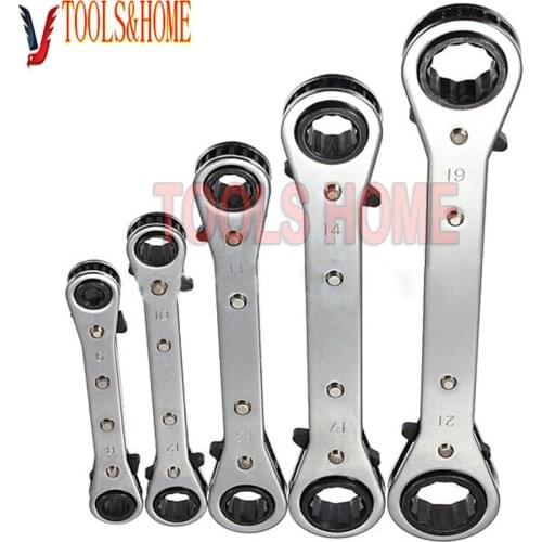 Free ship 6-22mm Straight Double head ratchet wrench Reversible Ratchet Handle Wrench Metric Hand Tool ratchet ring spanner