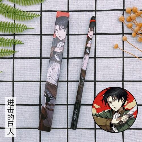 10 sets/lot Anime Attack on Titan Gel pen Eren Jaeger Mikasa Ackerman Ballpoint Pen 0.5 Black refill Pens toy gift