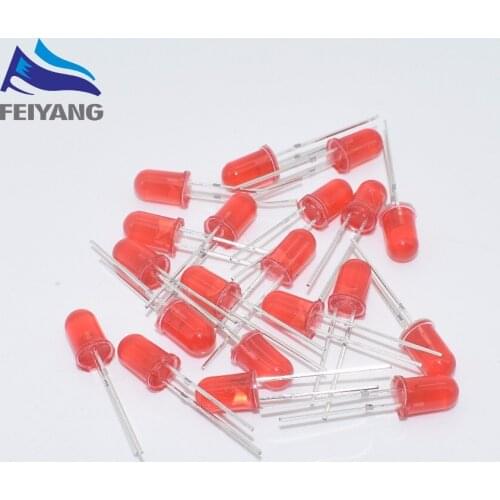 SAMIORE ROBOT 500pcs/lot F5 5MM Round Red Color Highlight Diffused Round DIP Light-Emitting Diode LED Lamp Light