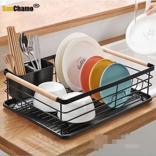 Japanese-style Dish Drying Rack Iron Tableware Drainer Storage Basket Shelf Bowl Plate Dishes Holder Kitchen Dish Organizer