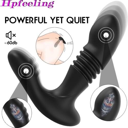 Thrusting Vibrating Anus Massager Remote Control Telescopic Butt Dildo Vagina Prostate G Spot Sex Toy Anal Plug For Women Men