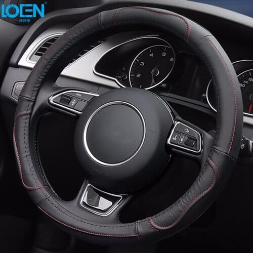 High Quality Cowhide Genuine Leather Hand-stitched Car Steering Wheel Cover Anti-slip and Breathable Fit for 95% Cars toyota vw