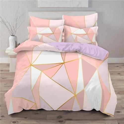WOSRAT Pink geometry printing 3d bedding set duvet cover pillowcase luxury home textiles couple double bed quilt cover king size