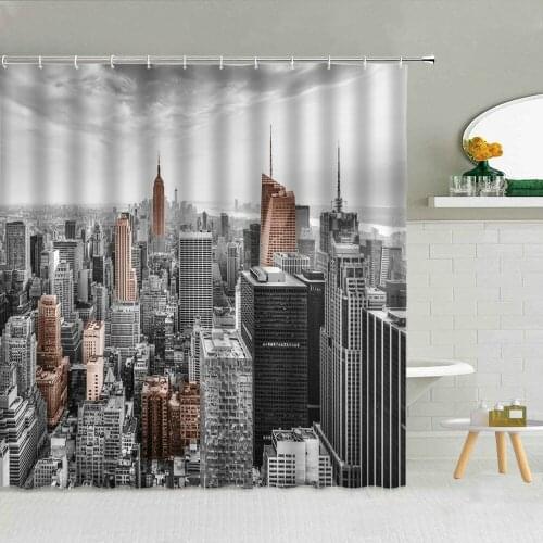 Famous Building Night Scenery Shower Curtain Golden Gate Bridge Architecture Landscape Bathroom Supplies Fabric Decor With Hooks