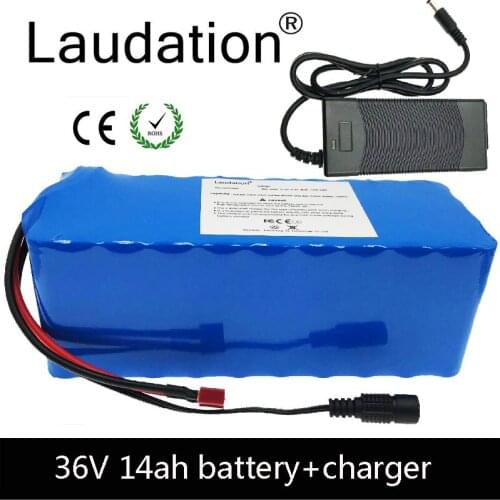 Laudation 36V14ah Electric Bicycle Lithium Battery 10S4P For Motorcycle Electric Car Bicycle Scooter With15A BMS 42V 2A charger