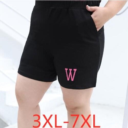 New summer plus size shorts for women casual loose elastic waist large size wowan black letter silk shorts 3XL 4XL 5XL 6XL 7XL