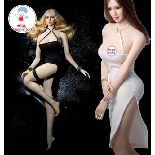 1/6 Scale Female Slip Dress Sexy Dress Black White Color for TBLeague JO LD UD Seamless Doll Figures
